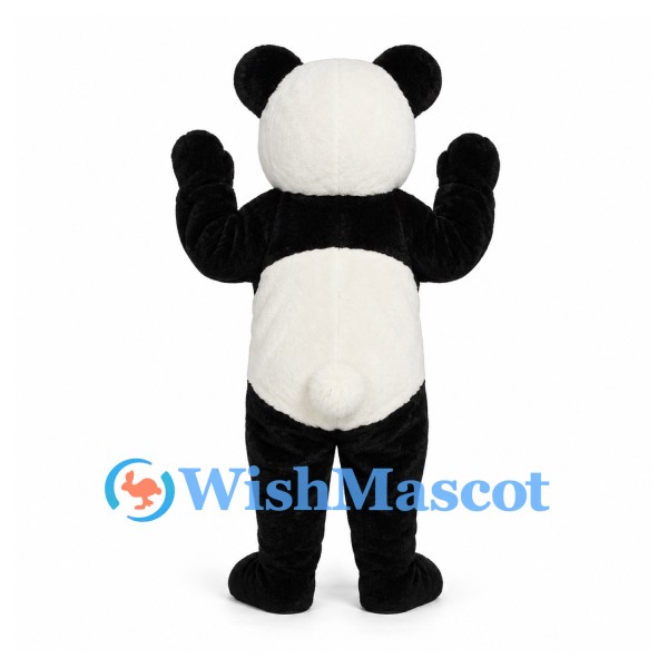 Panda Mascot Costume in Black and White with Large White Belly