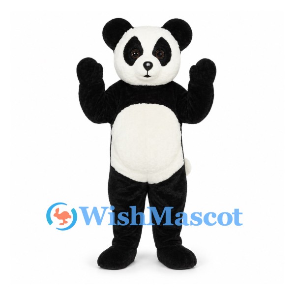 Panda Mascot Costume in Black and White with Large White Belly