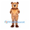 Bear Mascot Costume in Copper Brown with Blue Eyes