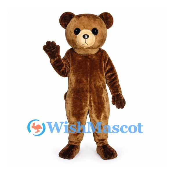 Bear Mascot Costume in Brown with Round Tan Muzzle