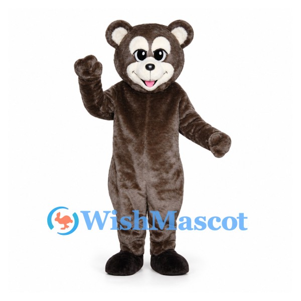 Bear Mascot Costume in Gray Brown with White Face