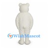 Bear Mascot Costume in White with Rounded Body and Brown Nose