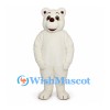 Bear Mascot Costume in White with Rounded Body and Brown Nose