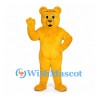 Bear Mascot Costume in Bright Yellow with Blue Eyes