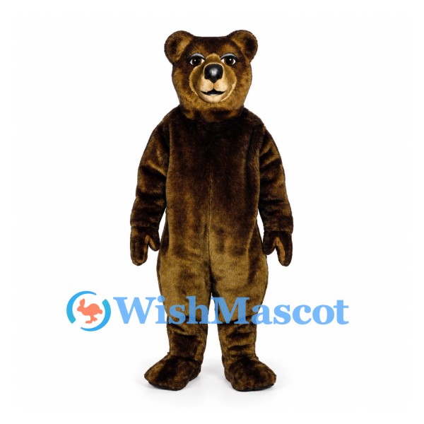 Bear Mascot Costume in Dark Brown with Golden Muzzle