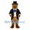 Bear Mascot Costume with Black Tailcoat and Blue Polka Dot Bow