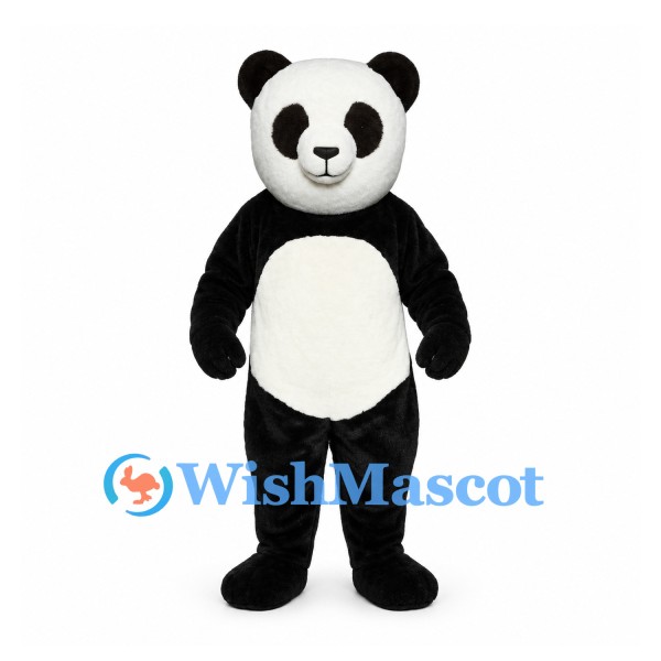 Panda Mascot Costume in Black and White with Rounded Belly