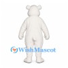 Bear Mascot Costume in White with Blue Eyes and Drooping Muzzle