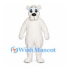 Bear Mascot Costume in White with Blue Eyes and Drooping Muzzle