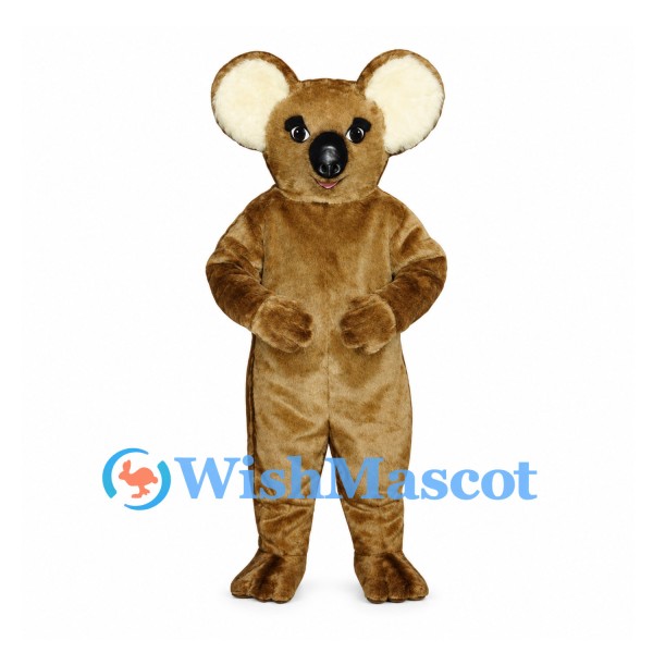 Koala Mascot Costume in Brown with Cream Ears and Black Nose