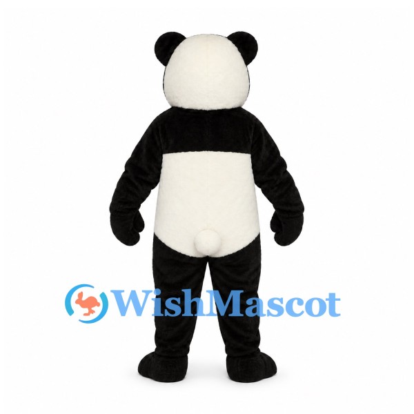 Panda Mascot Costume in Black and Cream with Round Belly