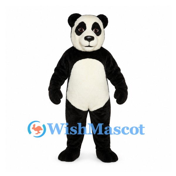 Panda Mascot Costume in Black and Cream with Round Belly