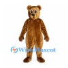 Bear Mascot Costume in Copper Brown with Blue Eyes