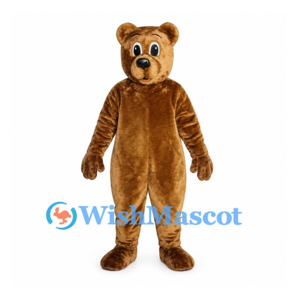 Bear Mascot Costume in Copper Brown with Blue Eyes