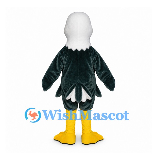 Eagle Mascot Costume with White Head and Dark Green Body