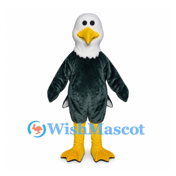 Eagle Mascot Costume with White Head and Dark Green Body