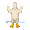 Duck Mascot Costume in Cream with Wide Wings and Orange Bill