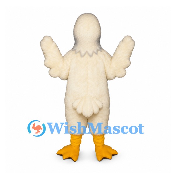 Duck Mascot Costume in Cream with Wide Wings and Orange Bill