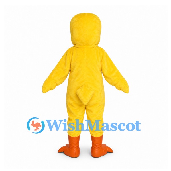 Chick Mascot Costume in Yellow with Blue Eyes and Orange Feet