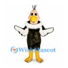 Vulture Mascot Costume with Bald Pink Head and White Neck Ruff