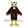 Owl Mascot Costume in Dark Brown with White Eye Rings