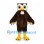 Owl Mascot Costume in Dark Brown with White Eye Rings