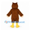Owl Mascot Costume in Brown with Cream Face and Yellow Feet
