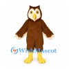 Owl Mascot Costume in Brown with Cream Face and Yellow Feet