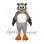 Owl Mascot Costume in Gray with White Belly and Orange Feet