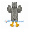 Owl Mascot Costume in Gray with Broad Feathered Wings