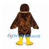 Owl Mascot Costume in Mottled Brown with Yellow Beak and Feet