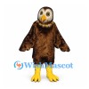 Owl Mascot Costume in Mottled Brown with Yellow Beak and Feet