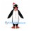 Penguin Mascot Costume with Red Santa Hat and Bow Tie