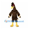 Bird Mascot Costume in Brown with Tall Crest and Yellow Beak