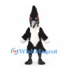 Woodpecker Mascot Costume in Black with White Belly and Tall Crest