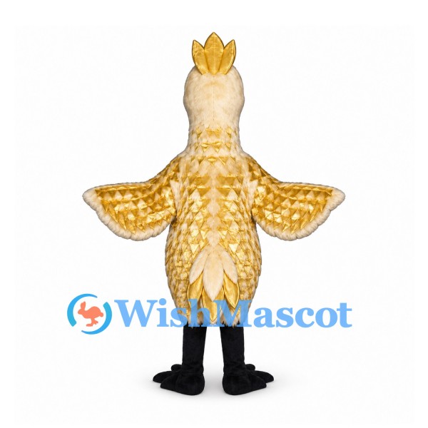 Cockatoo Mascot Costume in Gold and Cream with Raised Crest