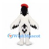 Woodpecker Mascot Costume in White with Black Head and Red Crest