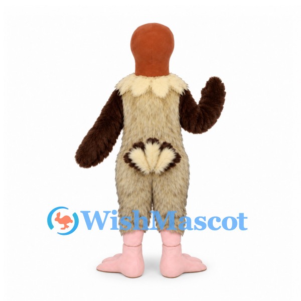 Vulture Mascot Costume with Brown Head and Pink Beak and Feet