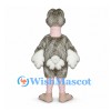 Ostrich Mascot Costume in Gray with Pink Neck and Long Legs