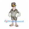 Ostrich Mascot Costume in Gray with Pink Neck and Long Legs