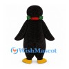 Penguin Mascot Costume with Red Scarf and Holly Collar