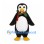 Penguin Mascot Costume with Red Scarf and Holly Collar