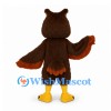 Owl Mascot Costume in Brown with Cream Belly and Red Eye Rings