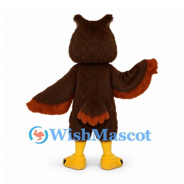 Owl Mascot Costume in Brown with Cream Belly and Red Eye Rings