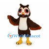 Owl Mascot Costume in Brown with Cream Belly and Red Eye Rings