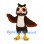 Owl Mascot Costume in Brown with Cream Belly and Red Eye Rings