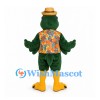 Parrot Mascot Costume with Floral Shirt and Straw Hat
