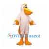 Pelican Mascot Costume in Pale Pink with Long Yellow Bill
