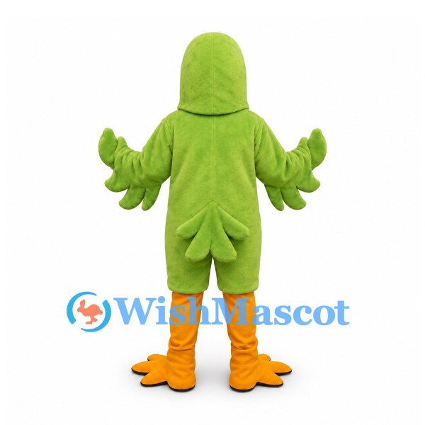 Parrot Mascot Costume in Green with Cream Beak and Orange Feet
