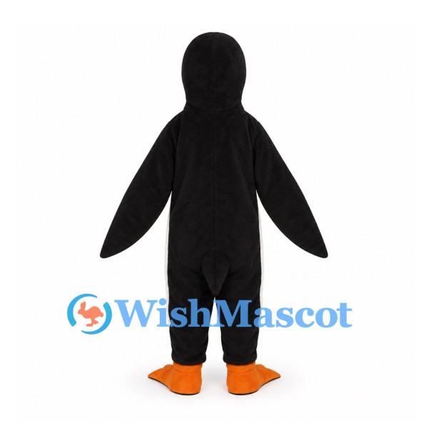 Penguin Mascot Costume with Long Orange Beak and White Belly